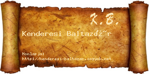 Kenderesi Baltazár névjegykártya